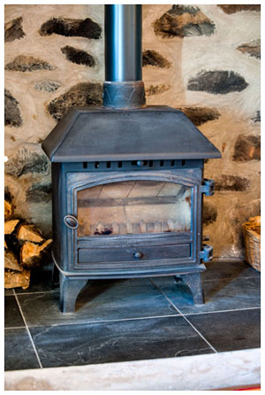 Wood Burning Stove in the Inglenook Fireplace
